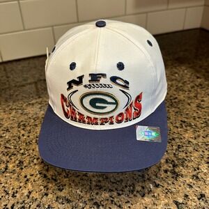 Vtg Green Bay Packers Hat Logo 7 NFC Champions Snapback White Deadstock New